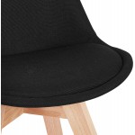 Chaise design en tissu pieds bois naturel NAYA (noir)