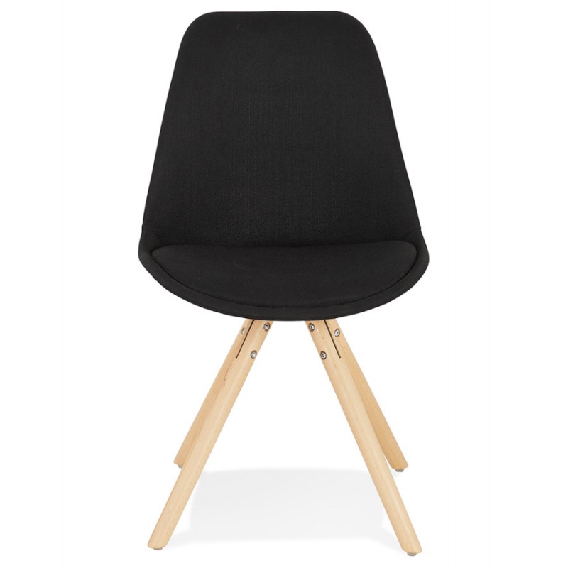 Chaise design scandinave ASHLEY en tissu pieds couleur naturelle (noir) - image 61441