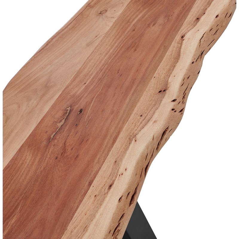 Banc 125x38x51 cm en bois et tissu naturel et gris