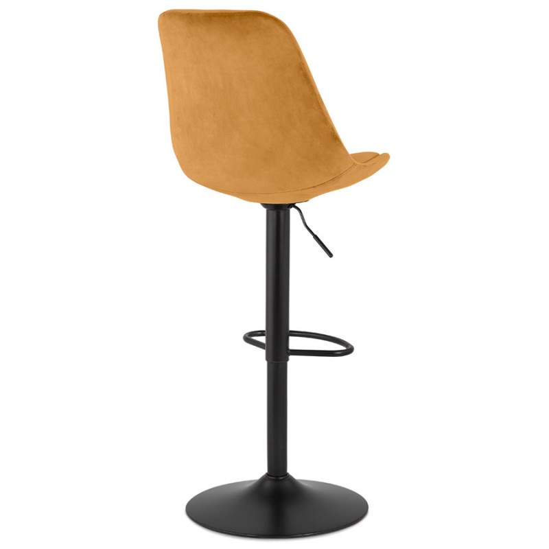 Adjustable rotary and vintage bar stool in black metal foot velvet CARLO (Mustard) - image 61544