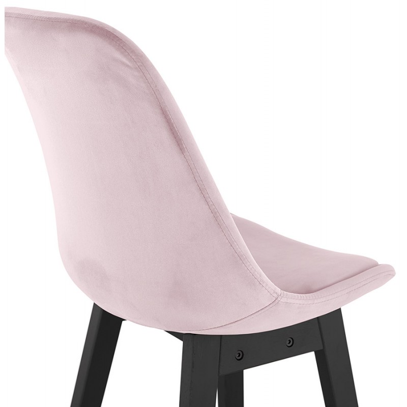 Design bar stool in velvet feet black wood CAMY (Pink) - image 61670