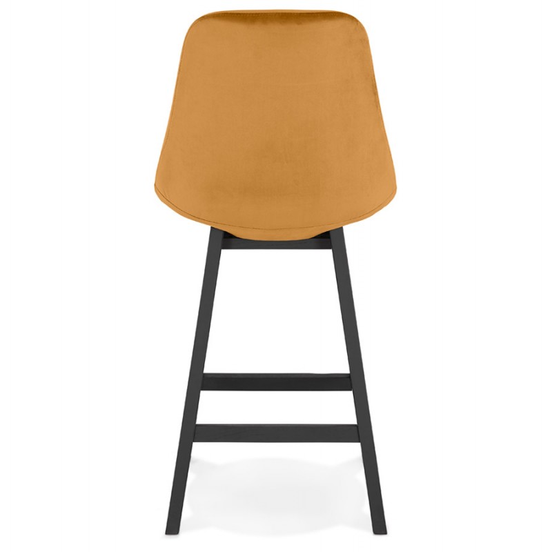 Mid-height design velvet bar stool feet black wood CAMY MINI (Mustard) - image 61698