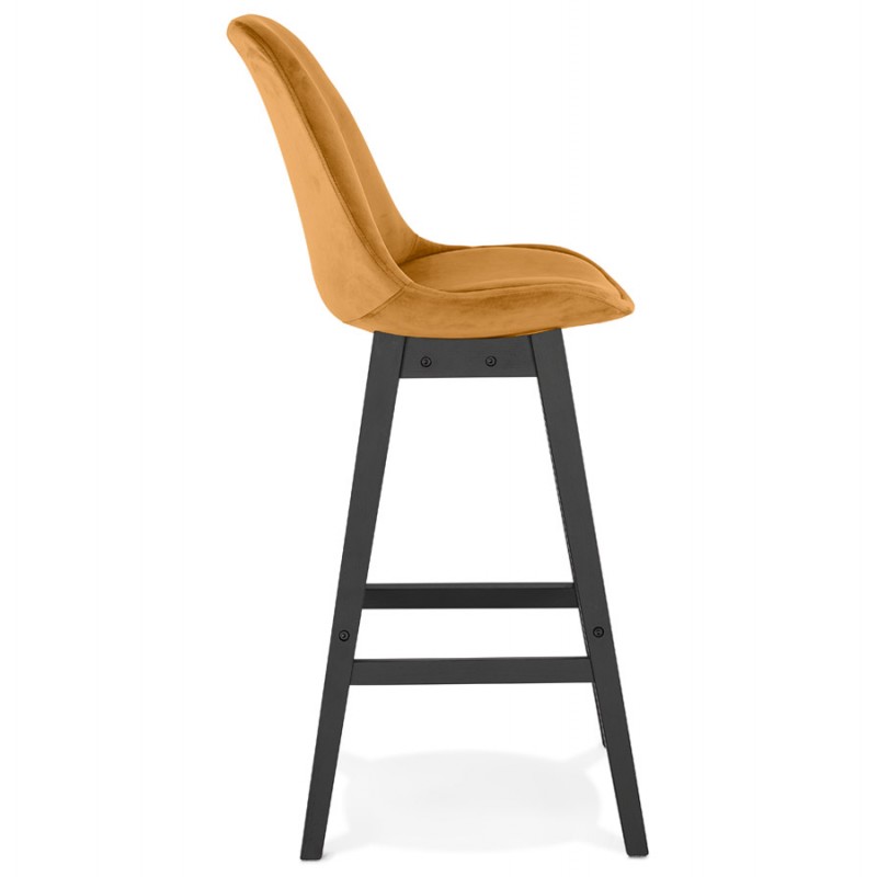 Design bar stool in velvet feet black wood CAMY (Mustard) - image 61706