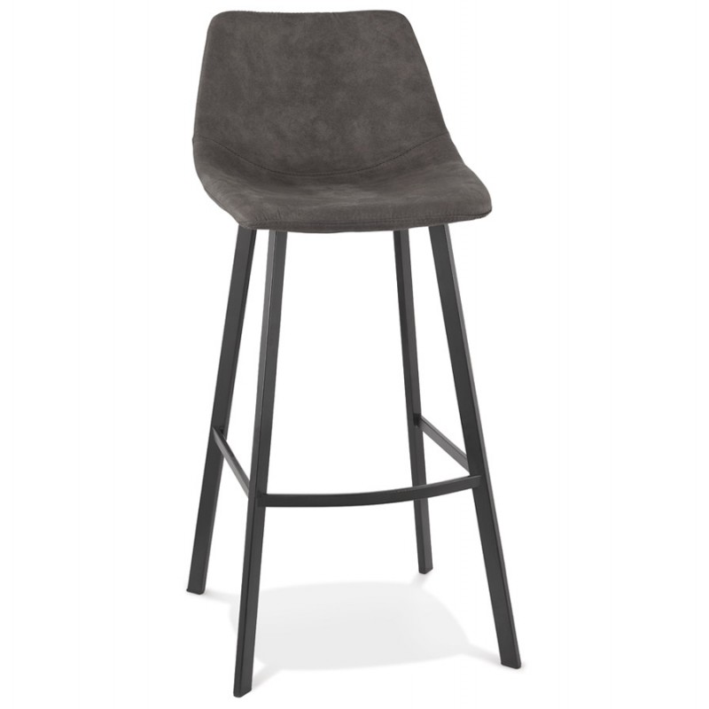 Design bar stool in microfiber feet metal black PAULA (dark gray) - image 61714