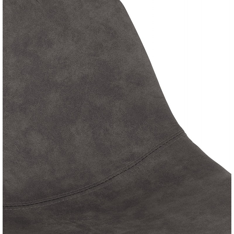 Tabouret de bar design en microfibre pieds métal noir PAULA (gris foncé) - image 61720