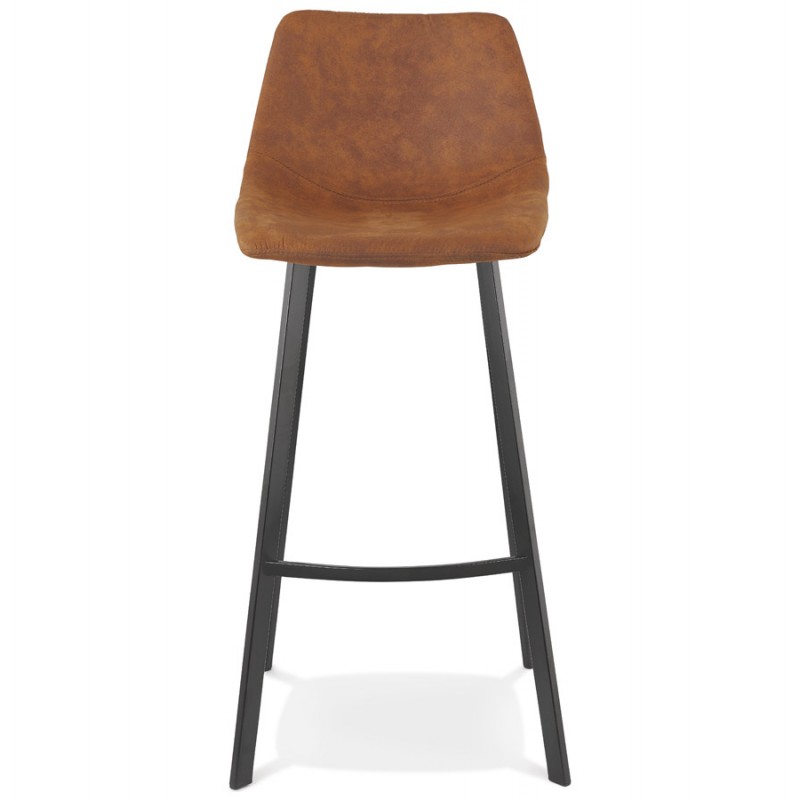 Design bar stool in microfiber feet black metal PAULA (brown) - image 61728