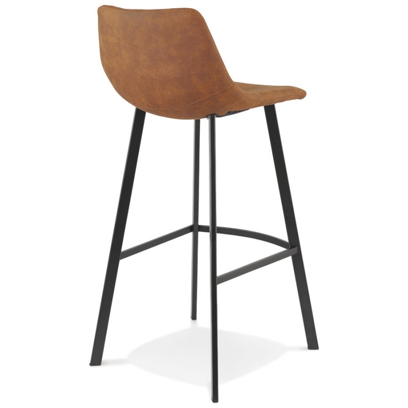 Design bar stool in microfiber feet black metal PAULA (brown) - image 61730