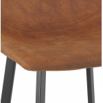 Design bar stool in microfiber feet black metal PAULA (brown)