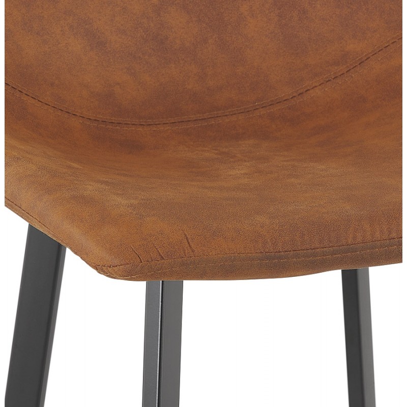 Design bar stool in microfiber feet black metal PAULA (brown) - image 61732