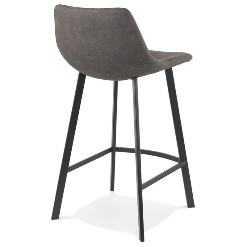 Snack stool mid-height design microfiber feet metal black PAULA MINI (dark gray) - image 61744
