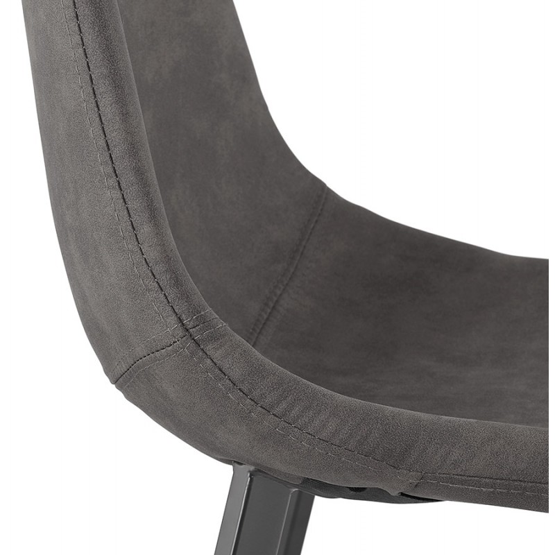 Snack stool mid-height design microfiber feet metal black PAULA MINI (dark gray) - image 61749