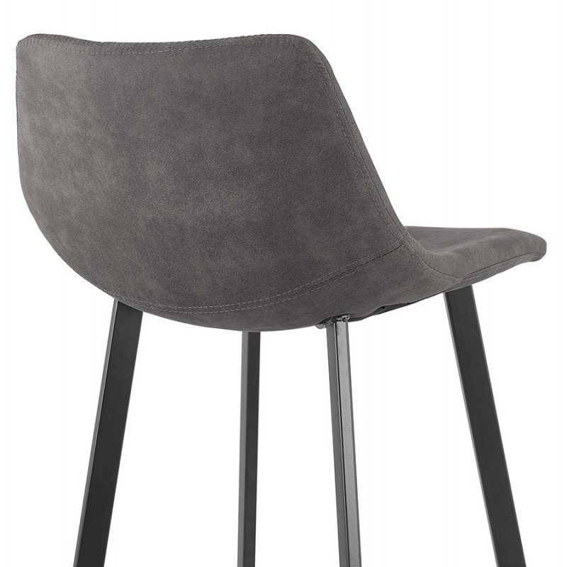 Snack stool mid-height design microfiber feet metal black PAULA MINI (dark gray) - image 61751