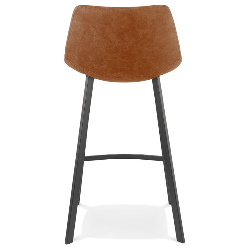 Snack stool mid-height design microfiber feet metal black PAULA MINI (brown) - image 61758