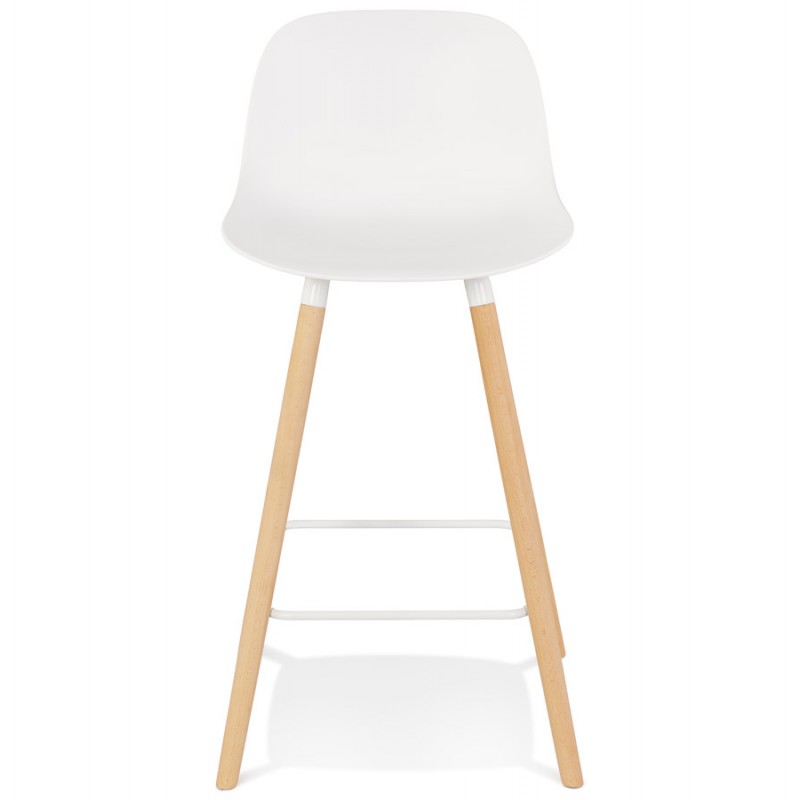 Mid-height design snack stool in polypropylene feet natural wood LUNA MINI (white) - image 61768