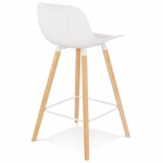 Mid-height design snack stool in polypropylene feet natural wood LUNA MINI (white)