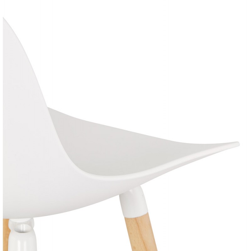 Tabouret snack mi-hauteur design en polypropylène pieds bois naturel LUNA MINI (blanc) - image 61774