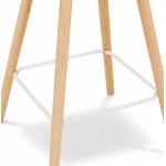 Tabouret snack mi-hauteur design en polypropylène pieds bois naturel LUNA MINI (blanc)