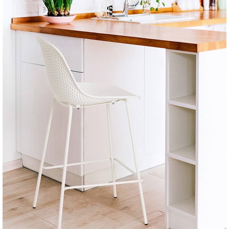 Snack stool mid-height metal Indoor-Outdoor feet metal MAXENCE MINI (white) - image 61832