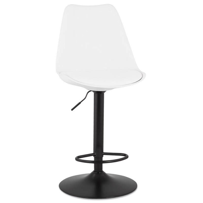 Adjustable rotary and vintage bar stool and black metal foot PILOU (white) - image 61922