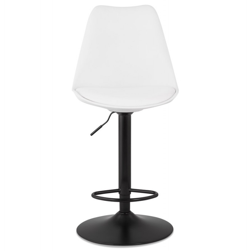 Adjustable rotary and vintage bar stool and black metal foot PILOU (white) - image 61923