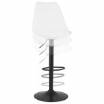 Adjustable rotary and vintage bar stool and black metal foot PILOU (white)