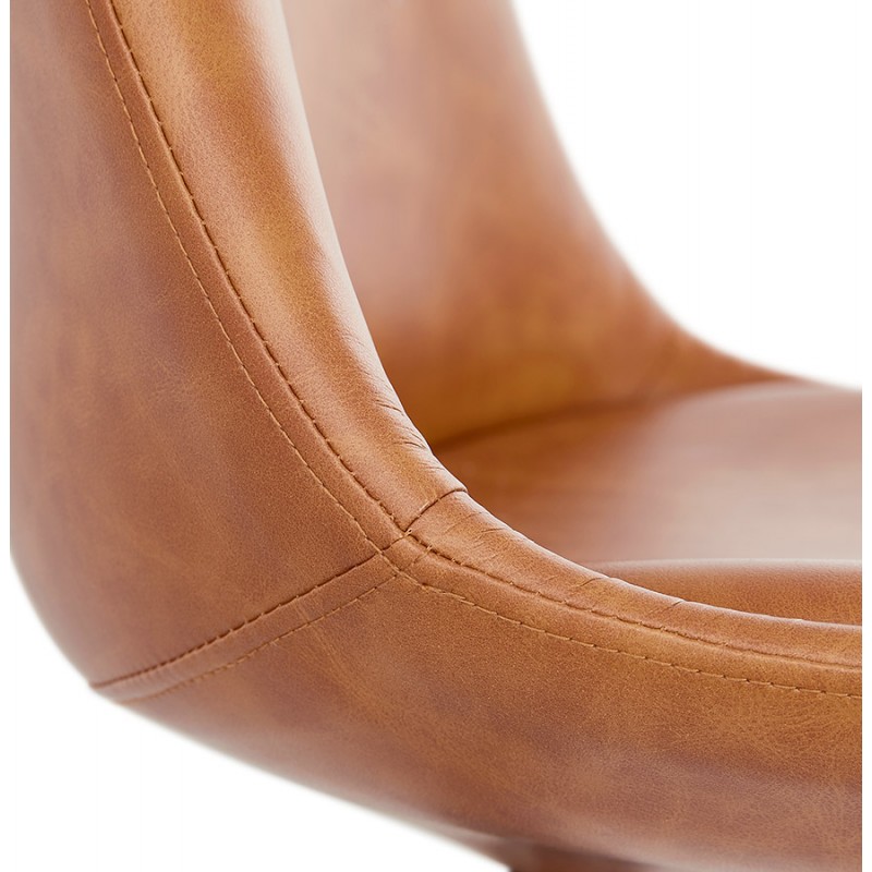 Adjustable rotary polyurethane bar stool and black metal foot JANO (brown) - image 61975