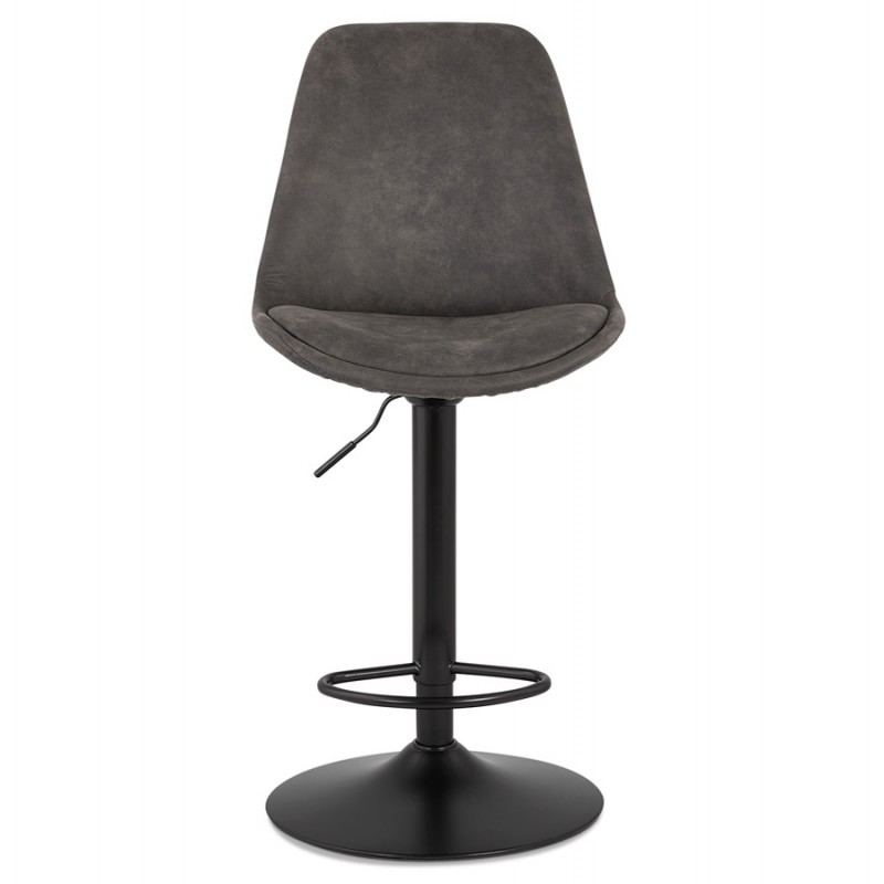 Adjustable rotary bar stool in microfiber and black metal foot MANIA (dark gray) - image 61988