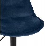 Tabouret de bar réglable rotatif et vintage et velours pied métal noir CARLO (bleu)