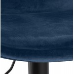 Tabouret de bar réglable rotatif et vintage et velours pied métal noir CARLO (bleu)