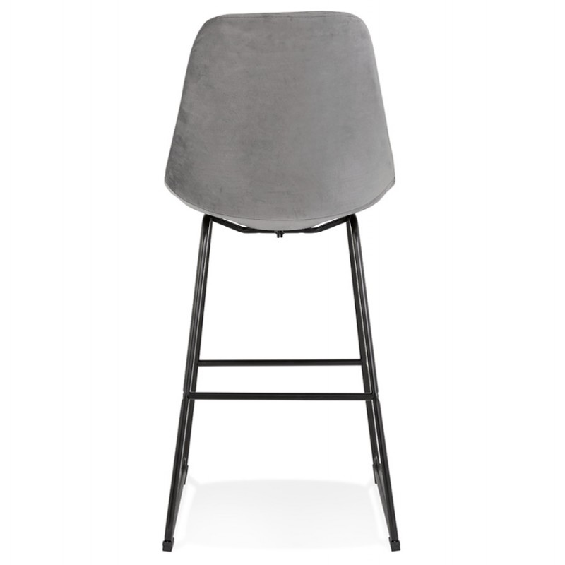 Industrial bar stool in velvet feet black metal MALIOU (grey) - image 62155