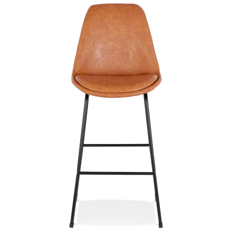 Snack stool mid-height industrial feet metal black PANAL MINI (brown) - image 62222