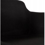 Taburete de bar de diseño con reposabrazos en tela pies metal negro PONZA (negro)