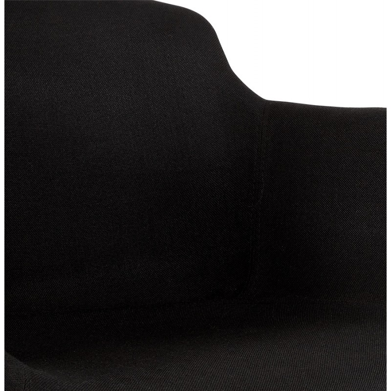 Taburete de bar de diseño con reposabrazos en tela pies metal negro PONZA (negro) - image 62308