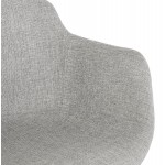 Design Barhocker mit Armlehnen aus schwarzen Metallfüßen, Stoff PONZA (grau)