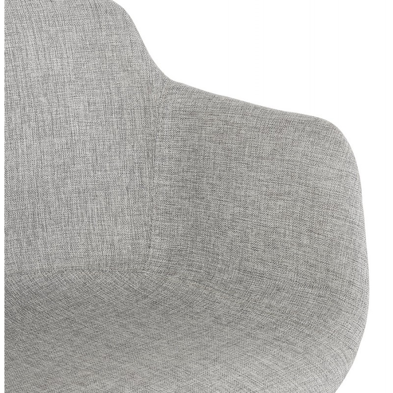Tabouret de bar design avec accoudoirs en tissu pieds métal noir PONZA (gris) - image 62319