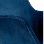 Tabouret de bar design avec accoudoirs en velours pieds métal noir CALOI (bleu)