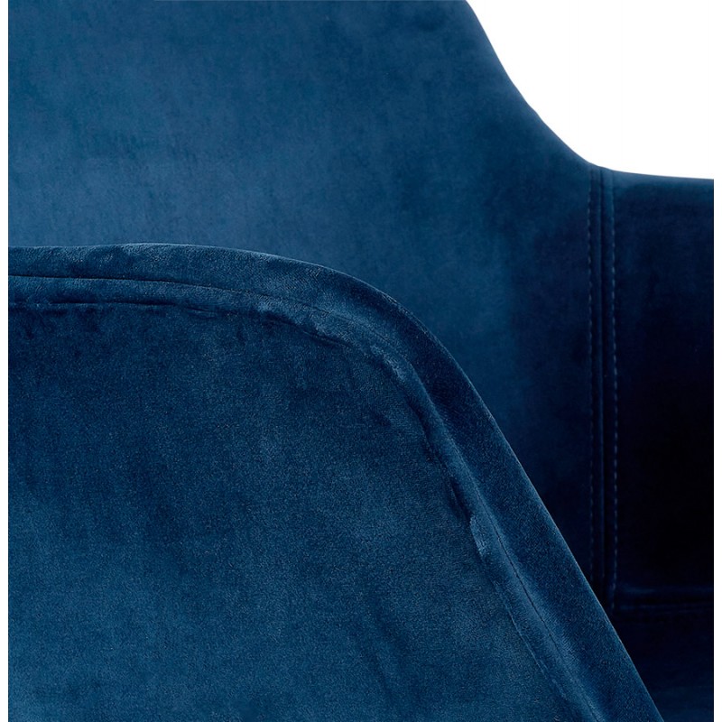 Design Barhocker mit schwarzen Metallfuß-Samtarmlehnen CALOI (blau) - image 62332