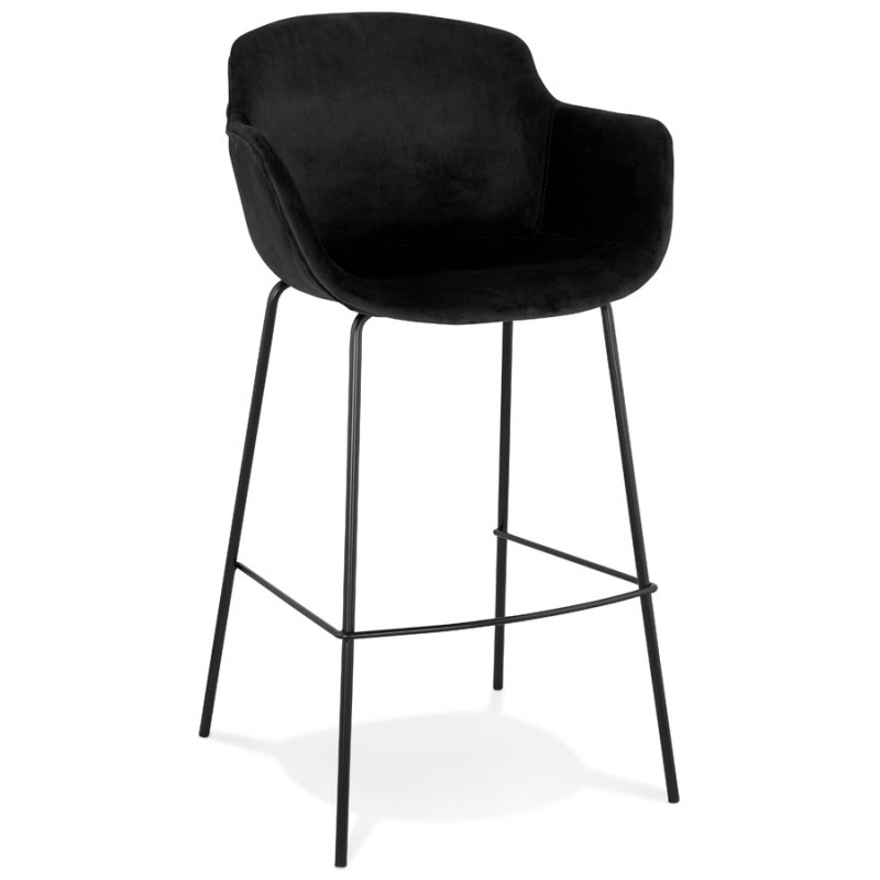 Design Barhocker mit schwarzen Metallfuß-Samtarmlehnen CALOI (schwarz) - image 62337