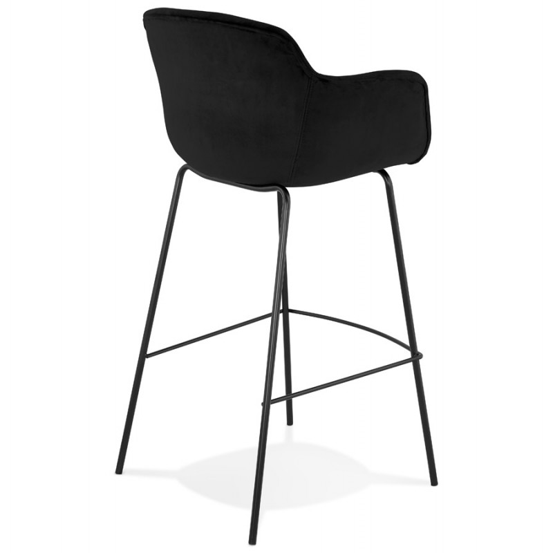 Design bar stool with black metal foot velvet armrests CALOI (black) - image 62340
