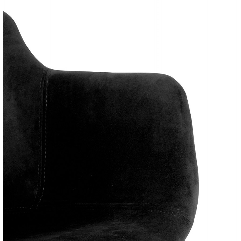 Design Barhocker mit schwarzen Metallfuß-Samtarmlehnen CALOI (schwarz) - image 62345