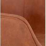 Design mid-height snack stool with black metal foot microfiber armrests TANOU MINI (brown)