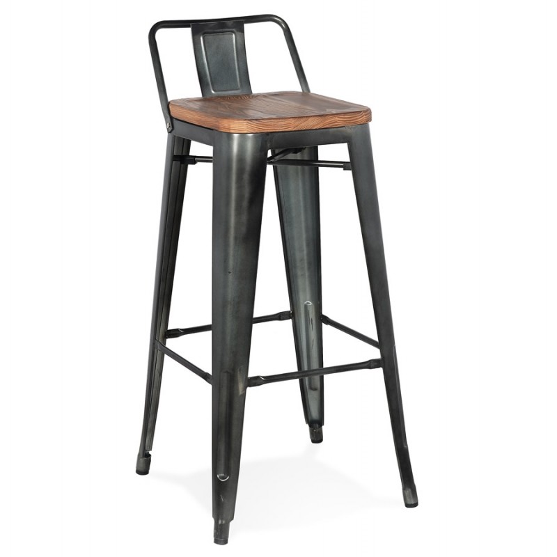 Industrial bar stool in velvet feet metal black BLAIRE (black) - image 62451