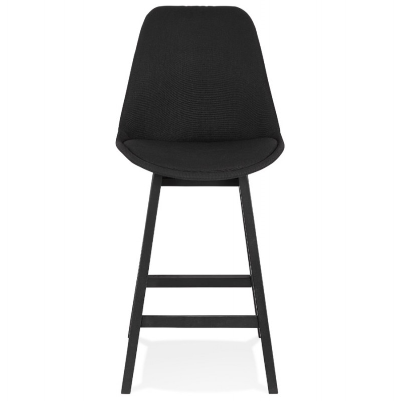 Tabouret de bar chaise de bar mi-hauteur design pieds bois noirs ILDA MINI (noir) - image 62557