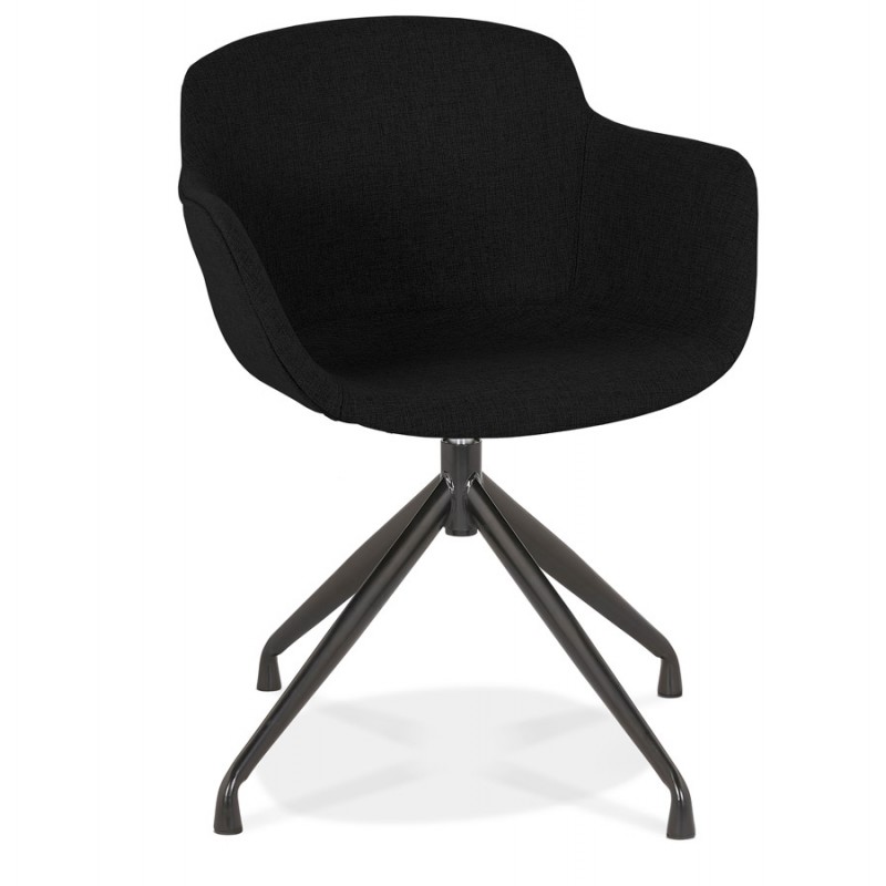 Chaise design avec accoudoirs en tissu pieds métal noirs AYAME (noir) - image 62602