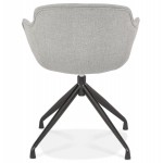 Design chair with armrests in fabric feet metal black AYAME (gray)