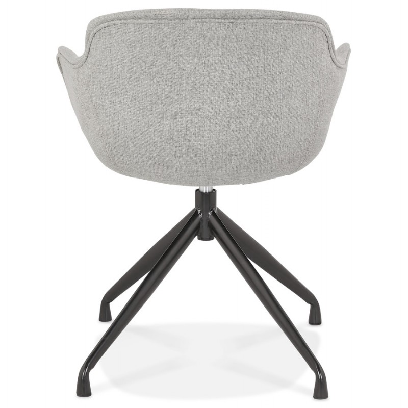 Chaise design avec accoudoirs en tissu pieds métal noirs AYAME (gris) - image 62615