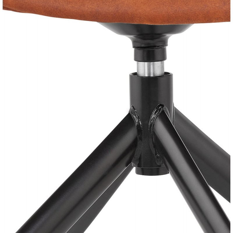 Chaise design avec accoudoirs en microfibre pieds métal noirs KIYO (marron) - image 62630