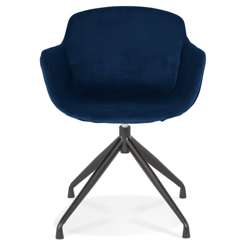 Chaise design avec accoudoirs en velours pieds métal noirs KOHANA (bleu) - image 62633