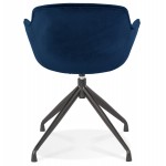 Chaise design avec accoudoirs en velours pieds métal noirs KOHANA (bleu)