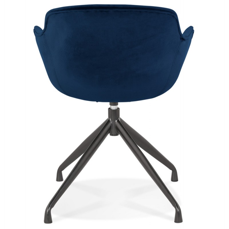 Chaise design avec accoudoirs en velours pieds métal noirs KOHANA (bleu) - image 62636
